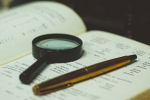 magnifier on book